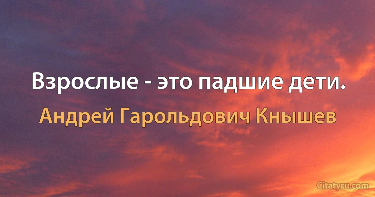 Взрослые - это падшие дети. (Андрей Гарольдович Кнышев)