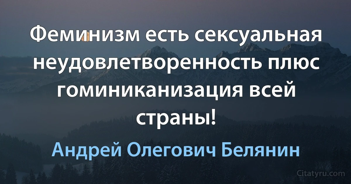 Феминизм есть сексуальная неудовлетворенность плюс гоминиканизация всей страны! (Андрей Олегович Белянин)