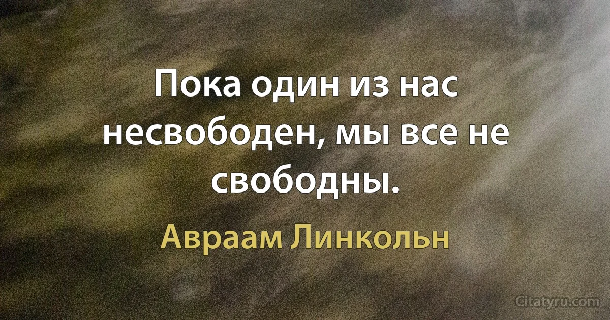 Пока один из нас несвободен, мы все не свободны. (Авраам Линкольн)