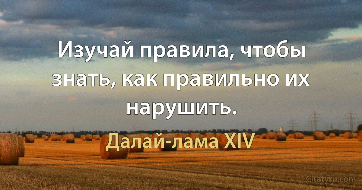 Изучай правила, чтобы знать, как правильно их нарушить. (Далай-лама XIV)