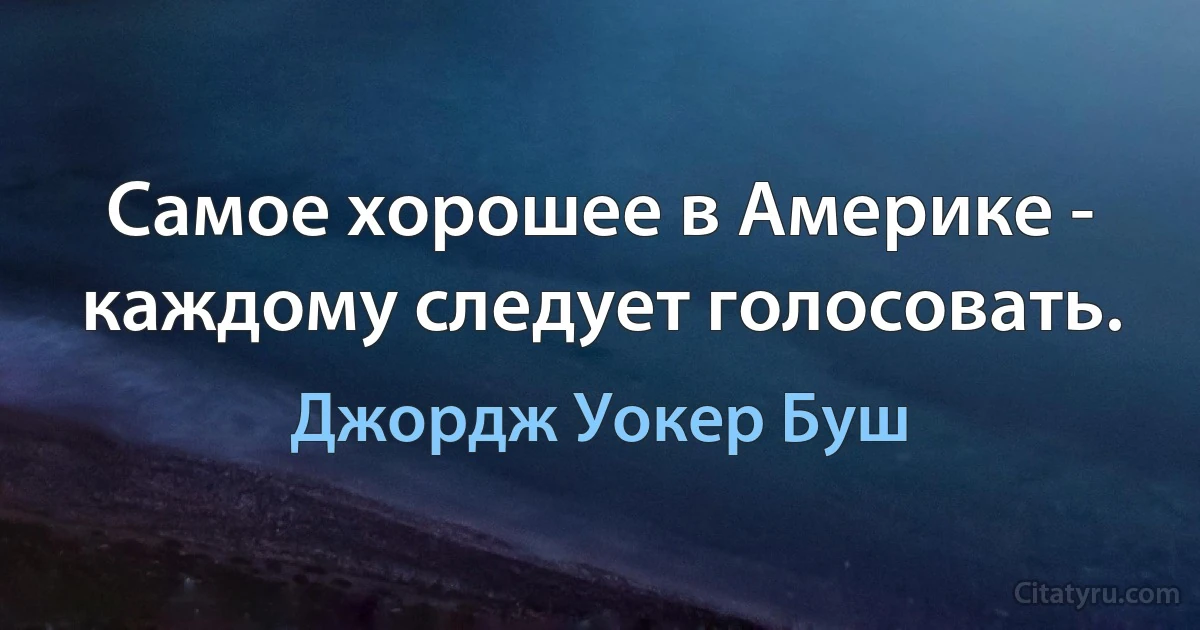 Самое хорошее в Америке - каждому следует голосовать. (Джордж Уокер Буш)