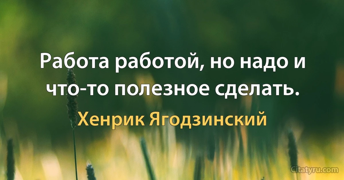 Работа работой, но надо и что-то полезное сделать. (Хенрик Ягодзинский)