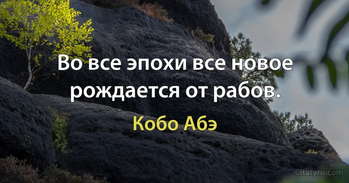 Во все эпохи все новое рождается от рабов. (Кобо Абэ)