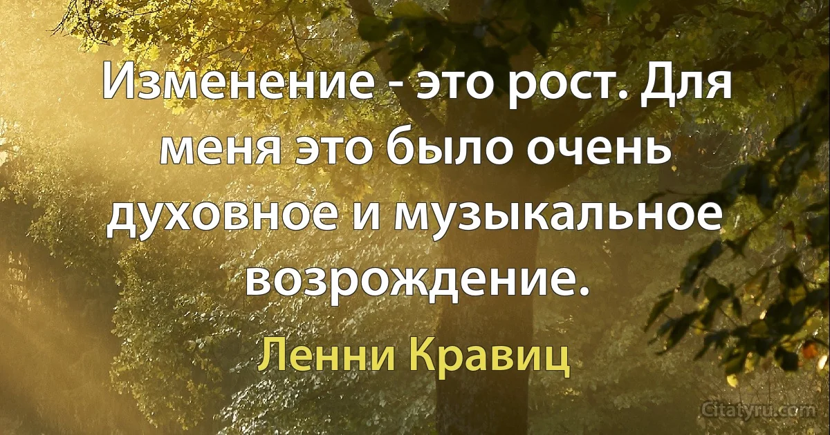 Изменение - это рост. Для меня это было очень духовное и музыкальное возрождение. (Ленни Кравиц)