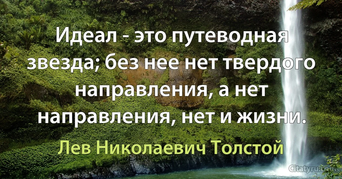 Идеал - это путеводная звезда; без нее нет твердого направления, а нет направления, нет и жизни. (Лев Николаевич Толстой)