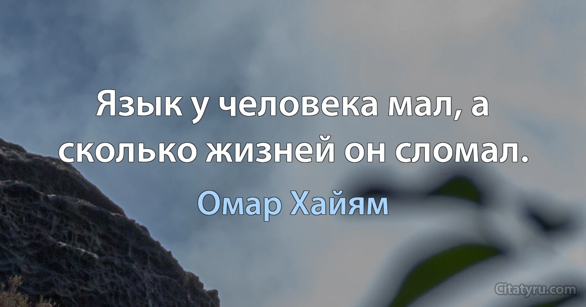 Язык у человека мал, а сколько жизней он сломал. (Омар Хайям)