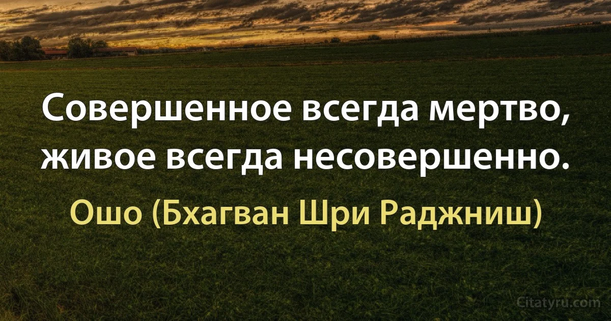 Совершенное всегда мертво, живое всегда несовершенно. (Ошо (Бхагван Шри Раджниш))