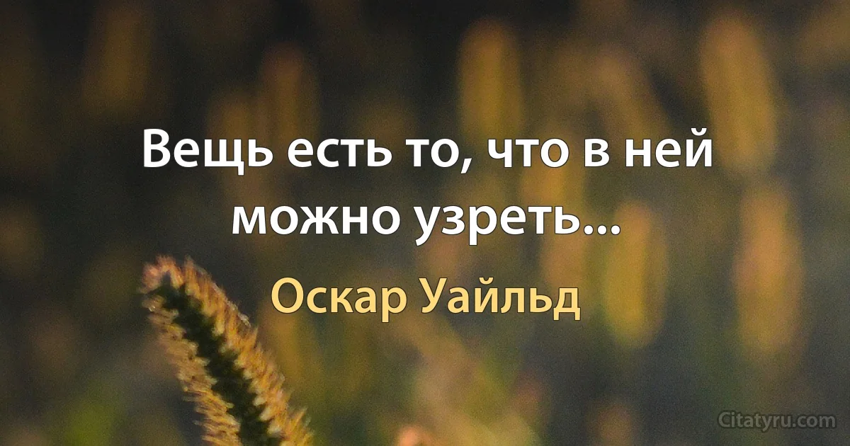 Вещь есть то, что в ней можно узреть... (Оскар Уайльд)