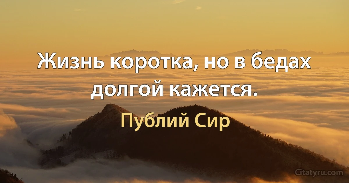 Жизнь коротка, но в бедах долгой кажется. (Публий Сир)