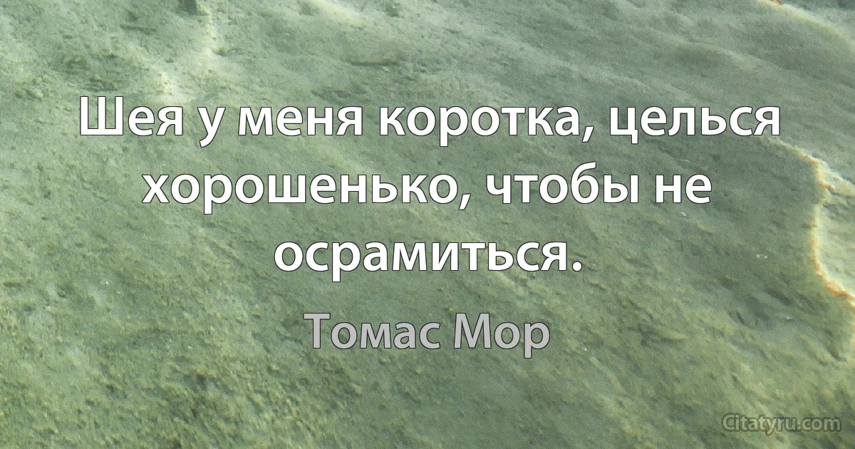 Шея у меня коротка, целься хорошенько, чтобы не осрамиться. (Томас Мор)