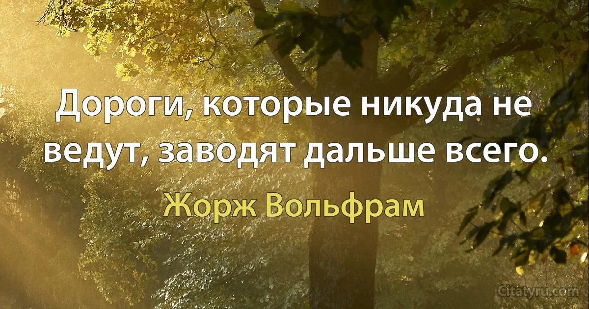 Дороги, которые никуда не ведут, заводят дальше всего. (Жорж Вольфрам)