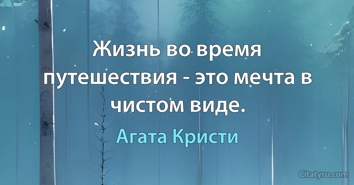 Жизнь во время путешествия - это мечта в чистом виде. (Агата Кристи)