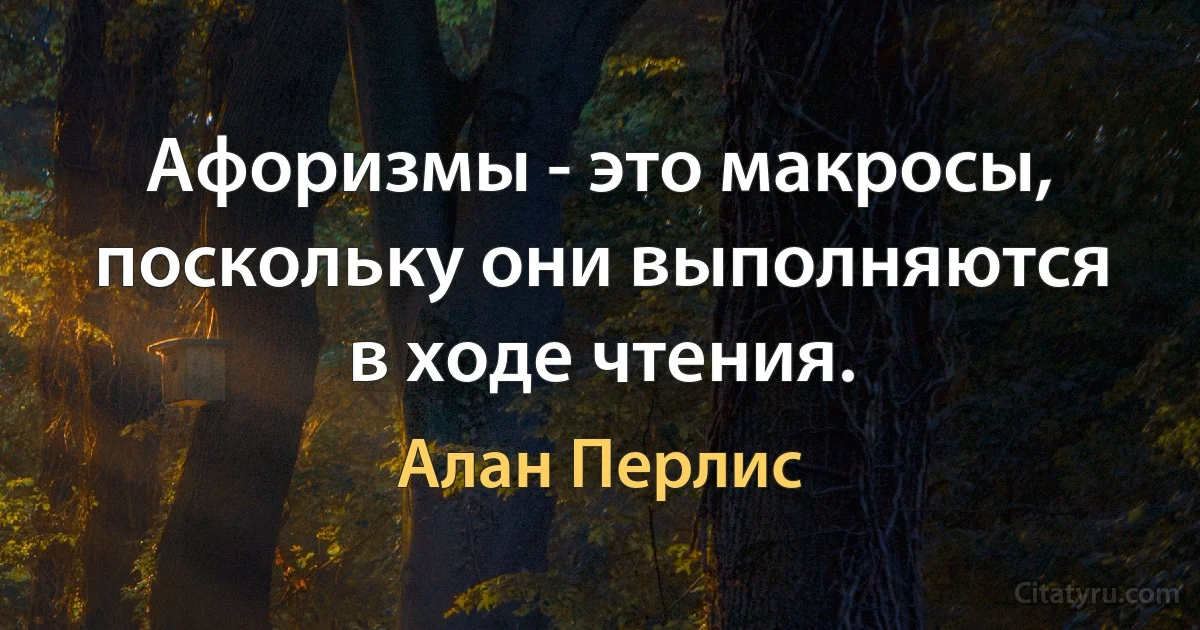 Афоризмы - это макросы, поскольку они выполняются в ходе чтения. (Алан Перлис)