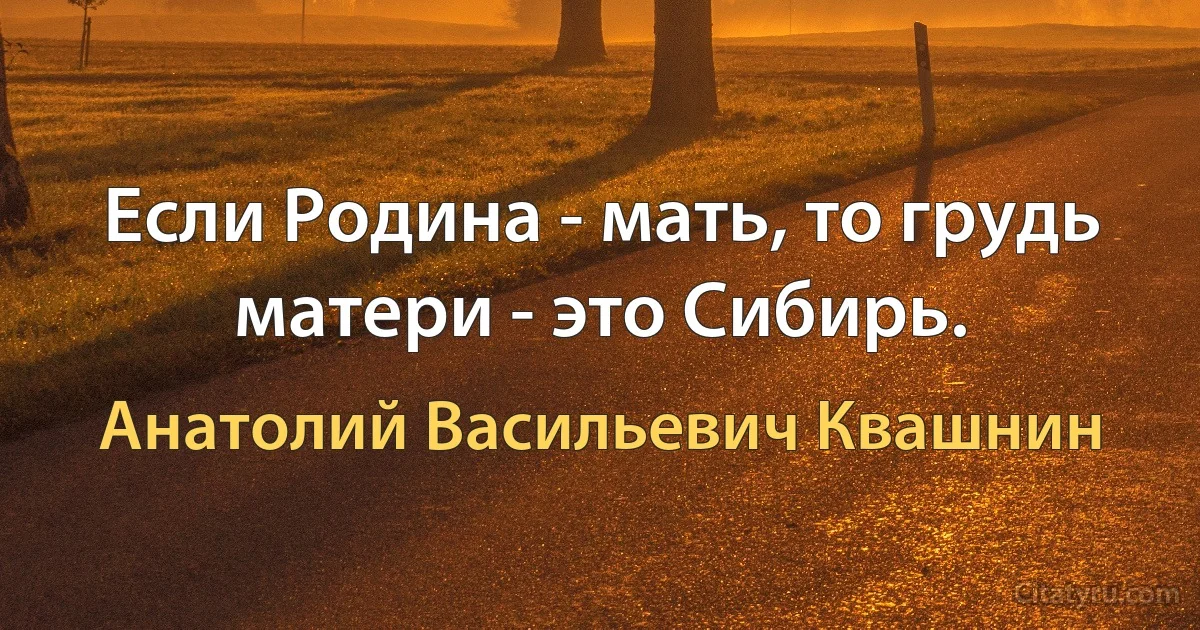 Если Родина - мать, то грудь матери - это Сибирь. (Анатолий Васильевич Квашнин)