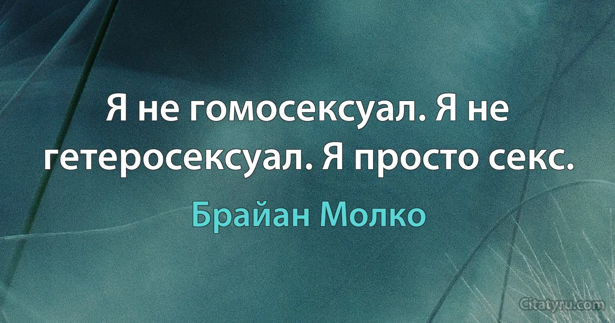 Я не гомосексуал. Я не гетеросексуал. Я просто секс. (Брайан Молко)