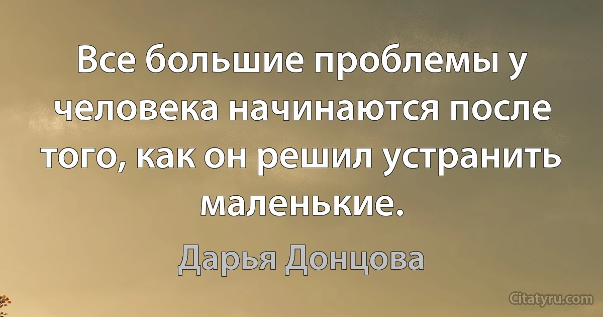 Все большие проблемы у человека начинаются после того, как он решил устранить маленькие. (Дарья Донцова)