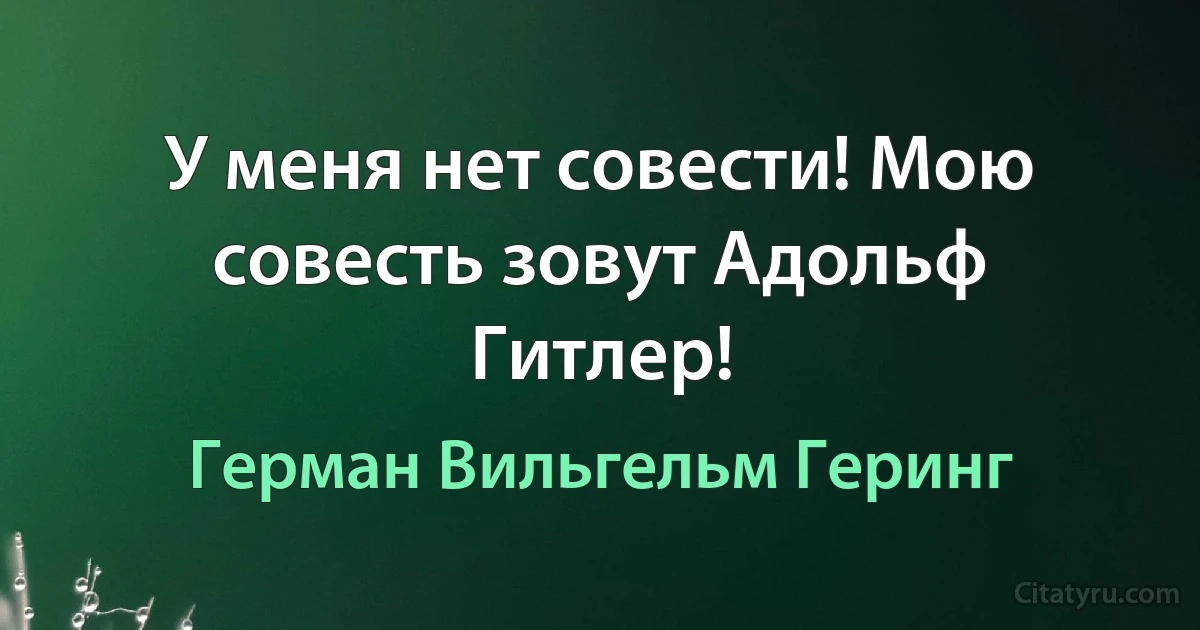 У меня нет совести! Мою совесть зовут Адольф Гитлер! (Герман Вильгельм Геринг)