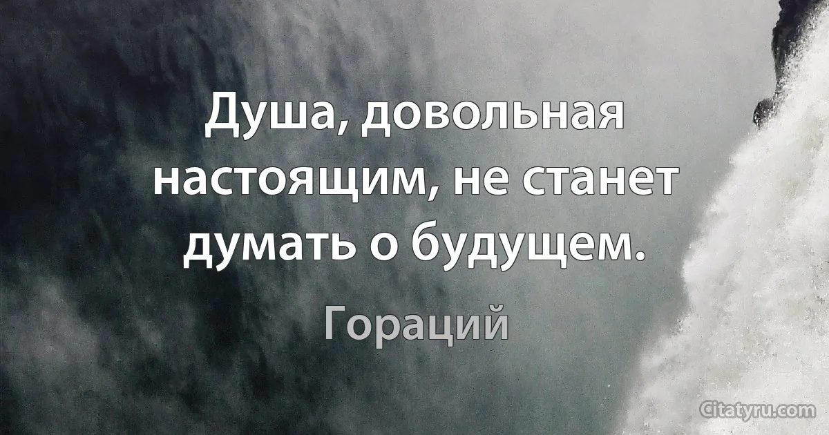 Душа, довольная настоящим, не станет думать о будущем. (Гораций)