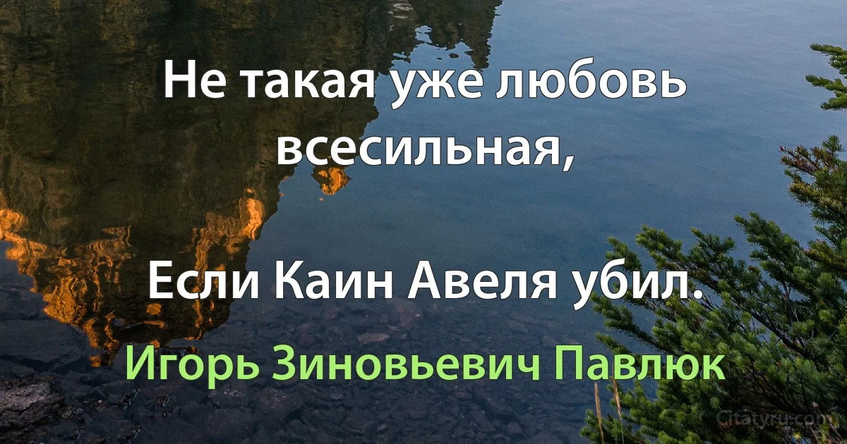 Не такая уже любовь всесильная,

Если Каин Авеля убил. (Игорь Зиновьевич Павлюк)