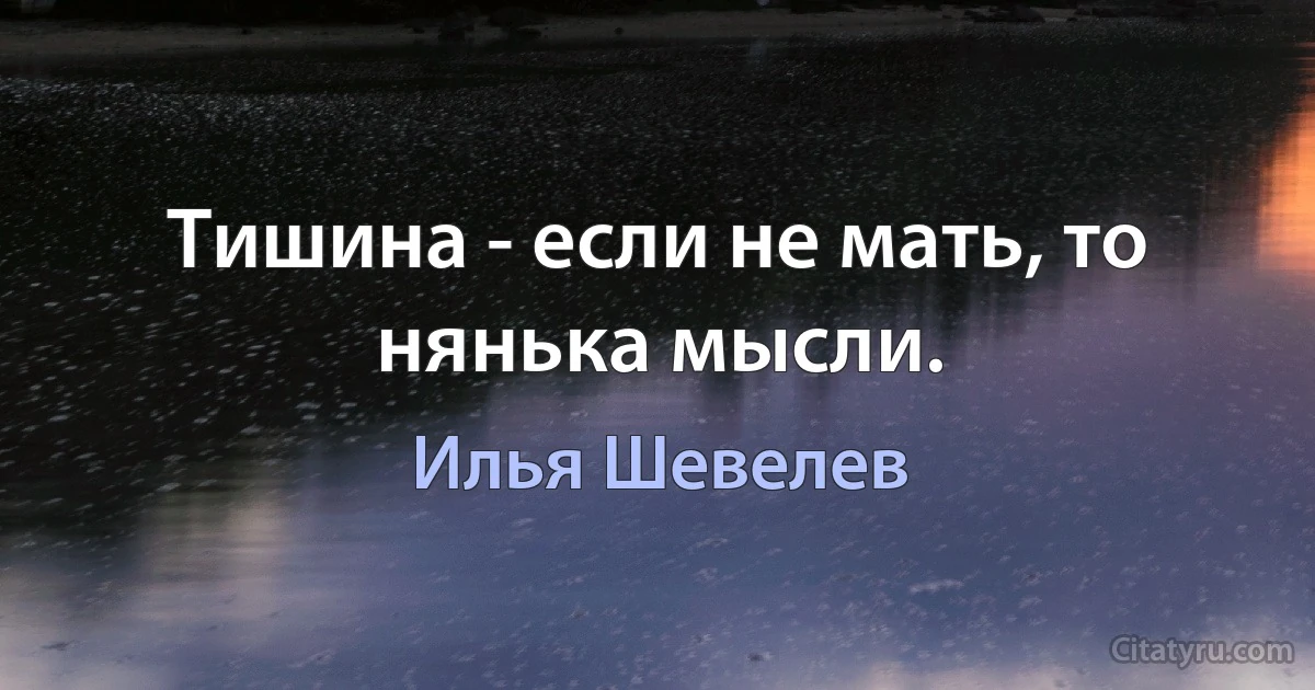 Тишина - если не мать, то нянька мысли. (Илья Шевелев)