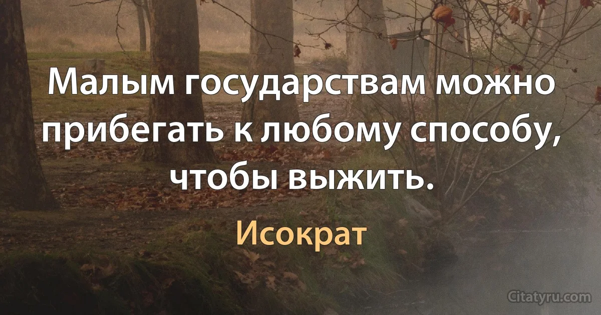 Малым государствам можно прибегать к любому способу, чтобы выжить. (Исократ)