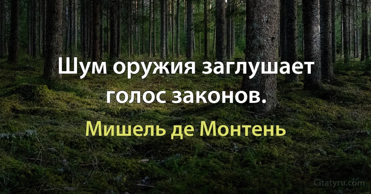 Шум оружия заглушает голос законов. (Мишель де Монтень)