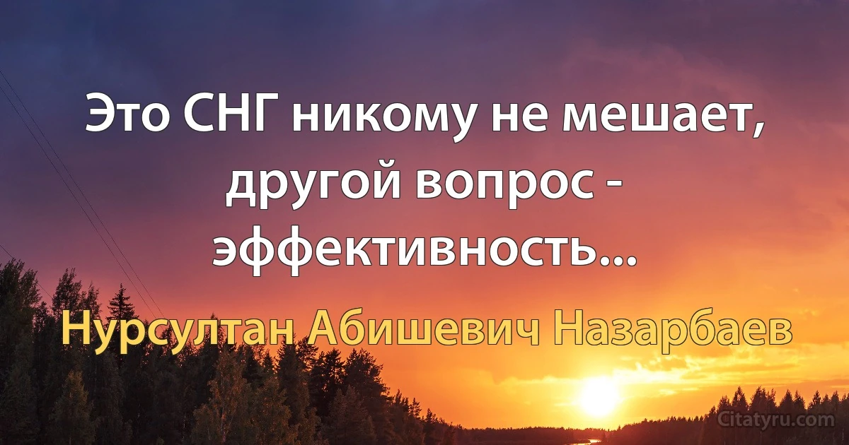 Это СНГ никому не мешает, другой вопрос - эффективность... (Нурсултан Абишевич Назарбаев)