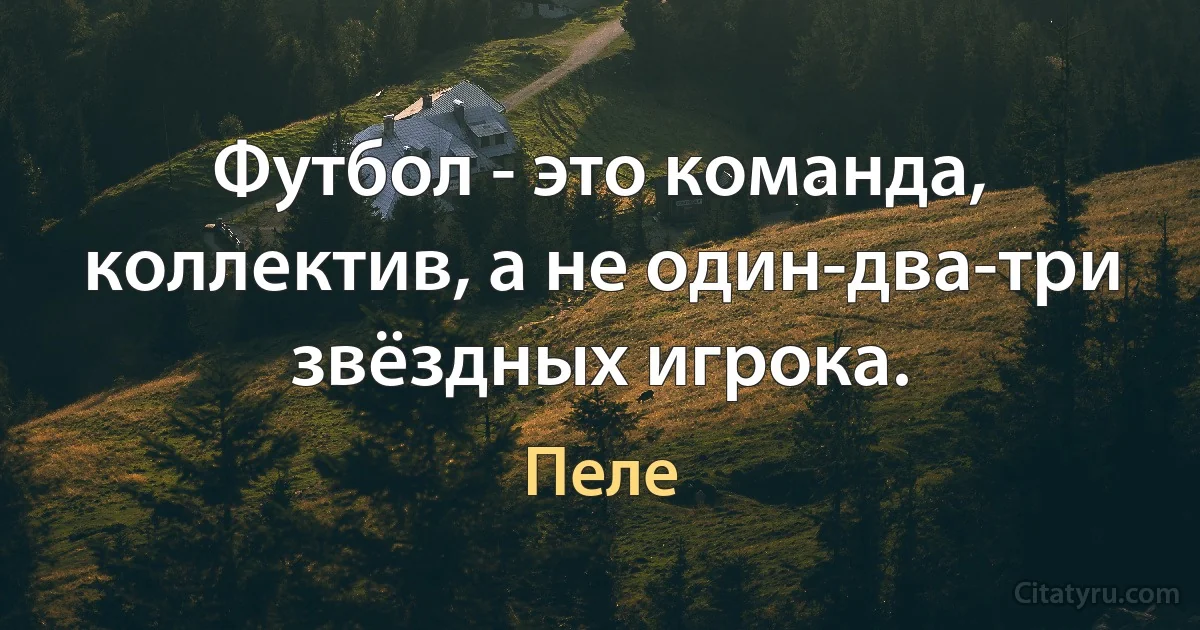 Футбол - это команда, коллектив, а не один-два-три звёздных игрока. (Пеле)