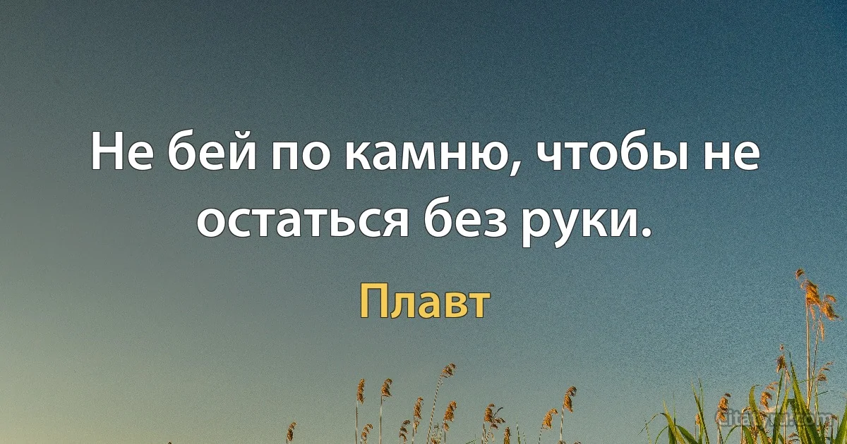 Не бей по камню, чтобы не остаться без руки. (Плавт)