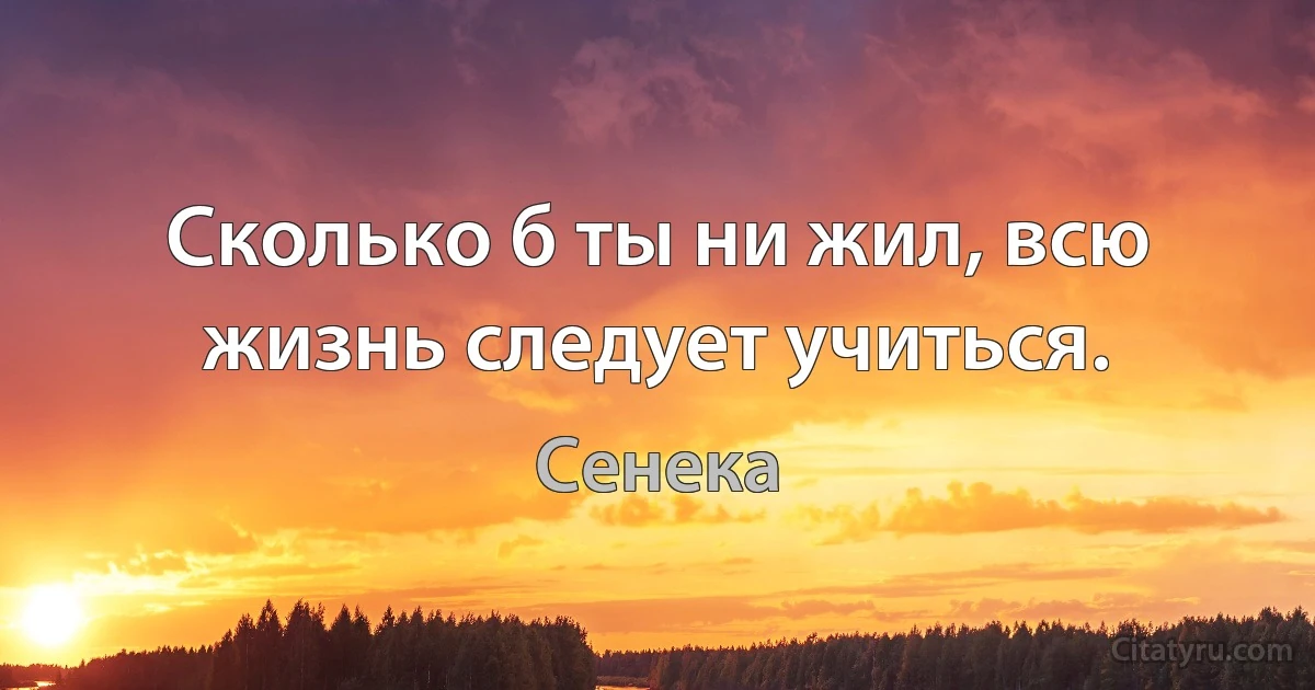 Сколько б ты ни жил, всю жизнь следует учиться. (Сенека)