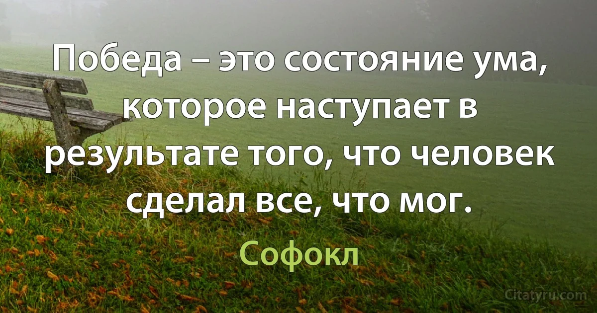 Победа – это состояние ума, которое наступает в результате того, что человек сделал все, что мог. (Софокл)