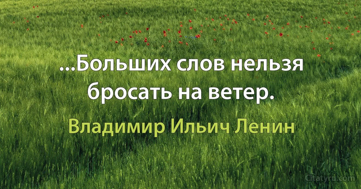 ...Больших слов нельзя бросать на ветер. (Владимир Ильич Ленин)