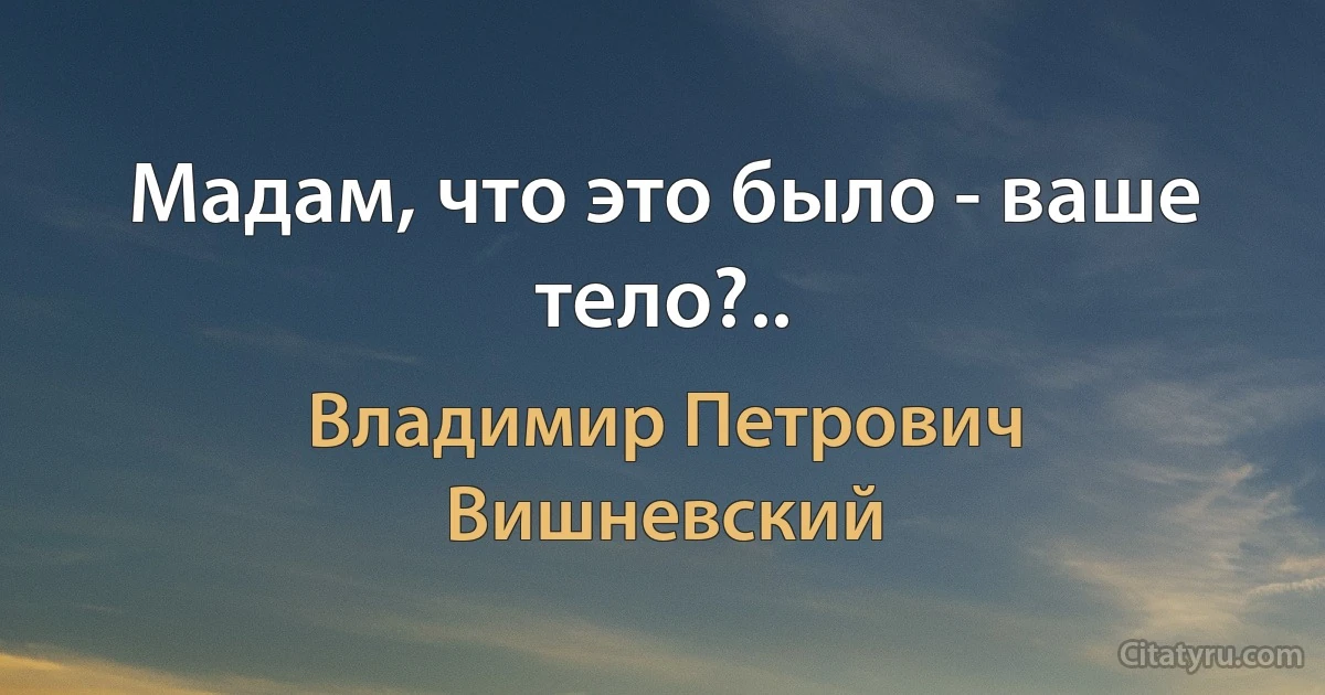 Мадам, что это было - ваше тело?.. (Владимир Петрович Вишневский)