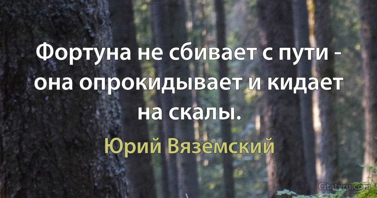 Фортуна не сбивает с пути - она опрокидывает и кидает на скалы. (Юрий Вяземский)