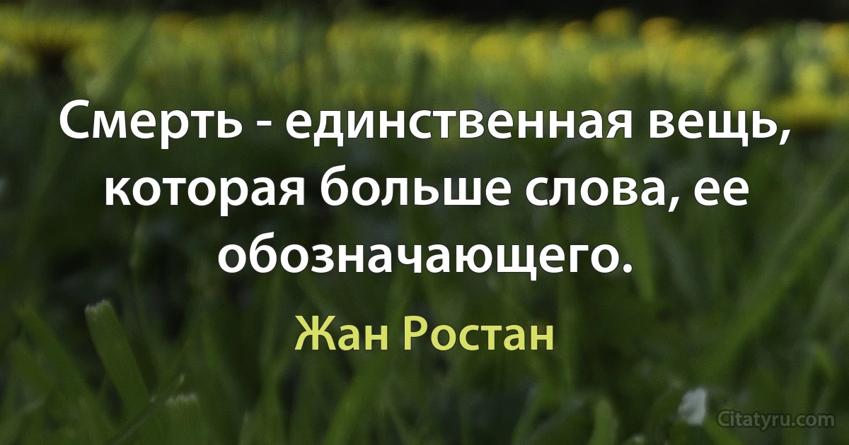 Смерть - единственная вещь, которая больше слова, ее обозначающего. (Жан Ростан)