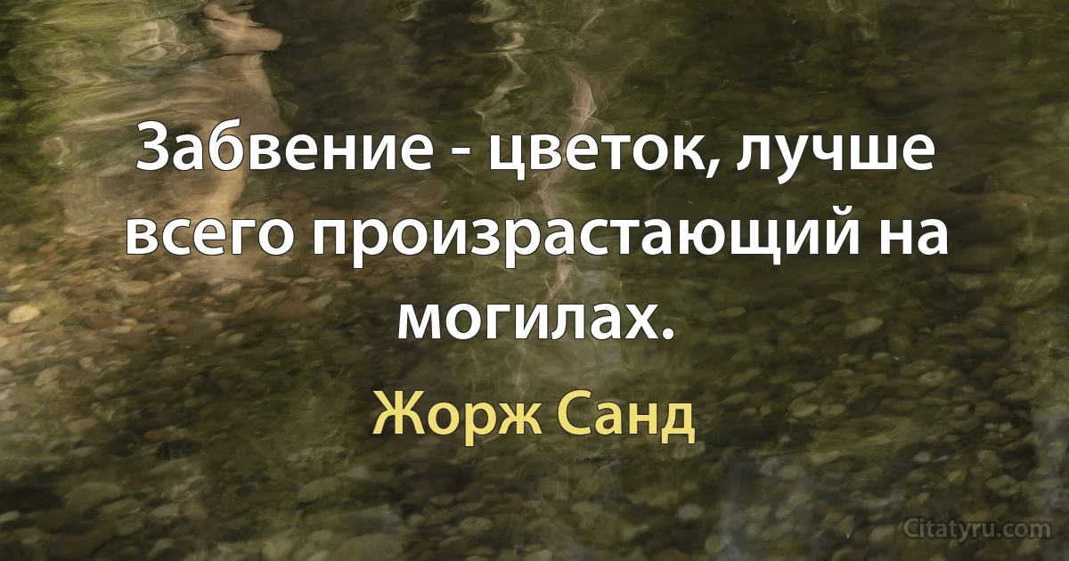 Забвение - цветок, лучше всего произрастающий на могилах. (Жорж Санд)