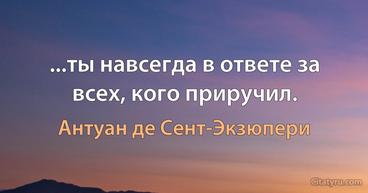 ...ты навсегда в ответе за всех, кого приручил. (Антуан де Сент-Экзюпери)