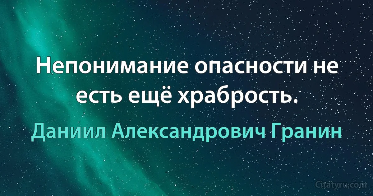 Непонимание опасности не есть ещё храбрость. (Даниил Александрович Гранин)