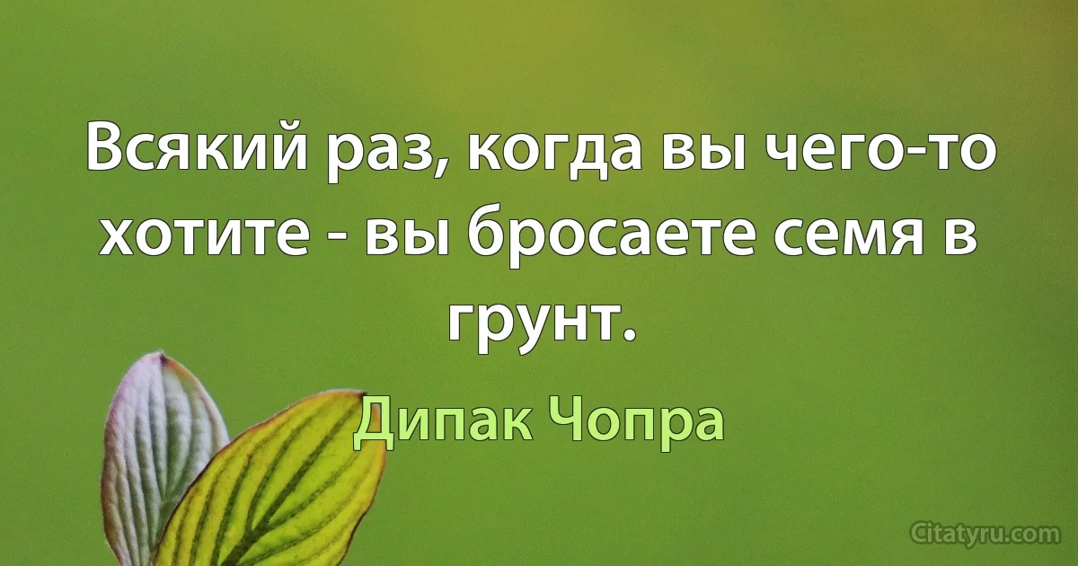 Всякий раз, когда вы чего-то хотите - вы бросаете семя в грунт. (Дипак Чопра)