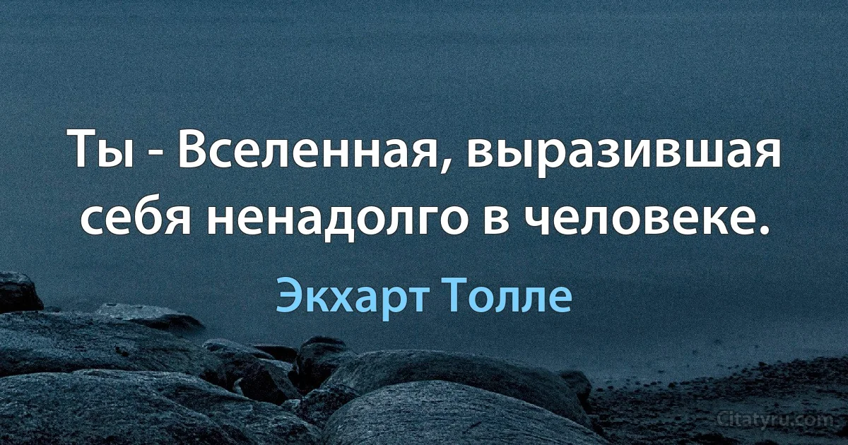 Ты - Вселенная, выразившая себя ненадолго в человеке. (Экхарт Толле)