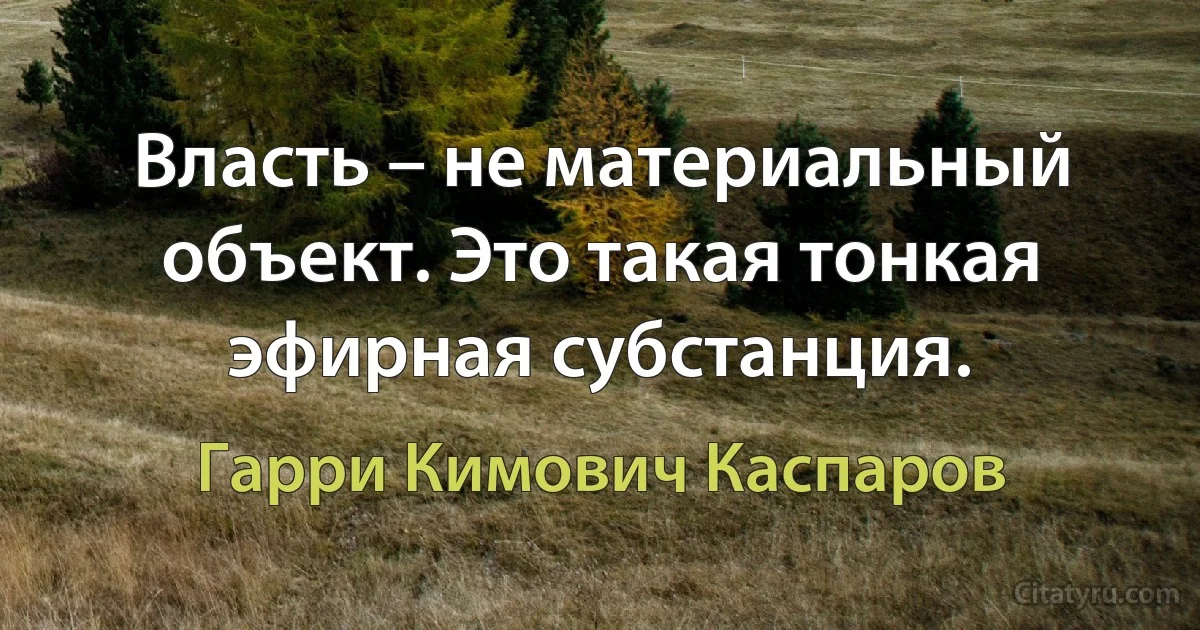 Власть – не материальный объект. Это такая тонкая эфирная субстанция. (Гарри Кимович Каспаров)