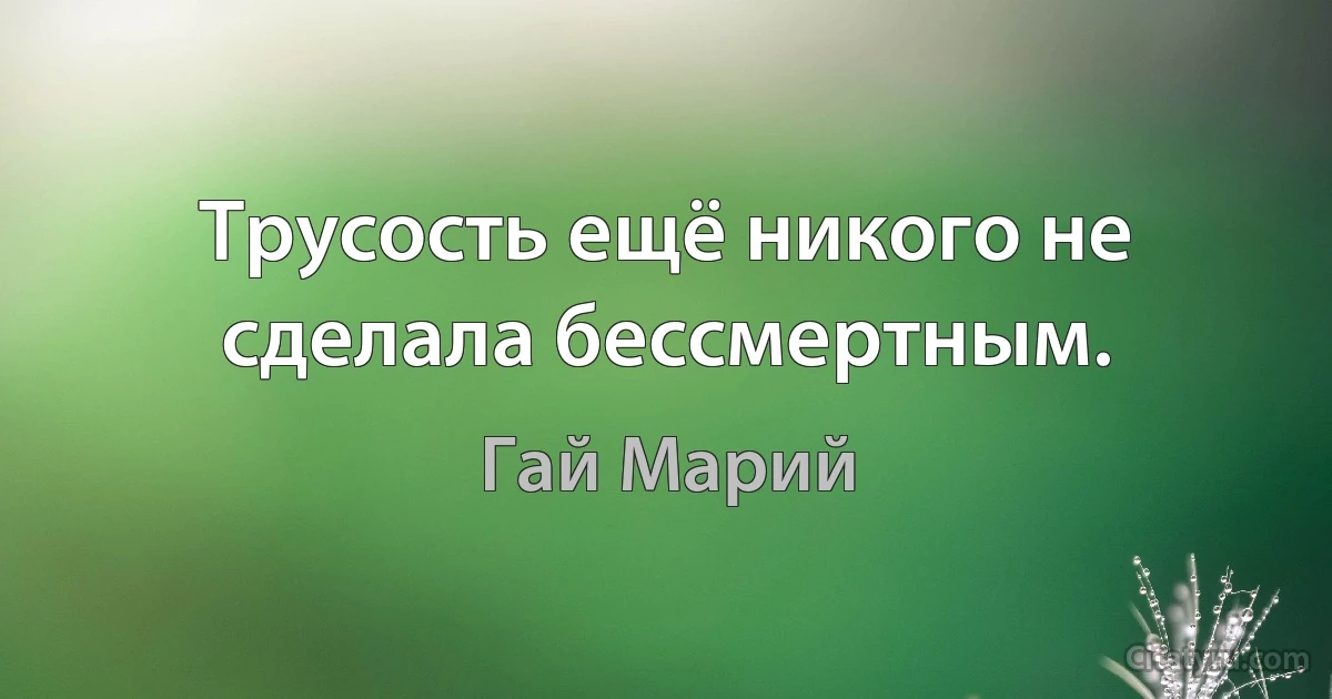 Трусость ещё никого не сделала бессмертным. (Гай Марий)