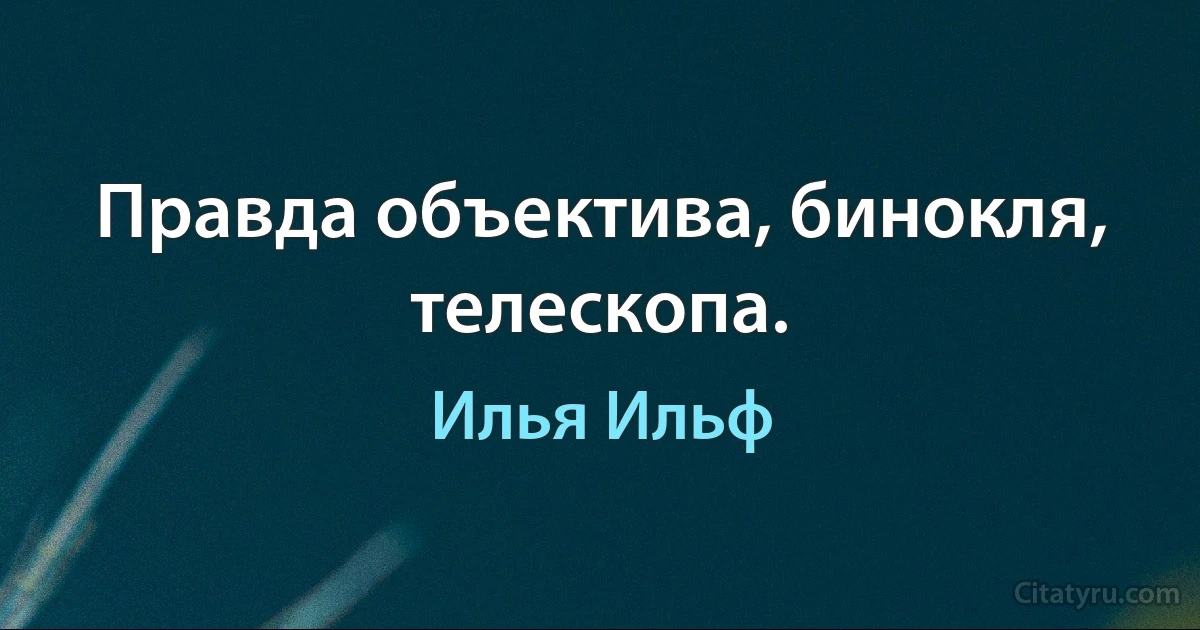 Правда объектива, бинокля, телескопа. (Илья Ильф)