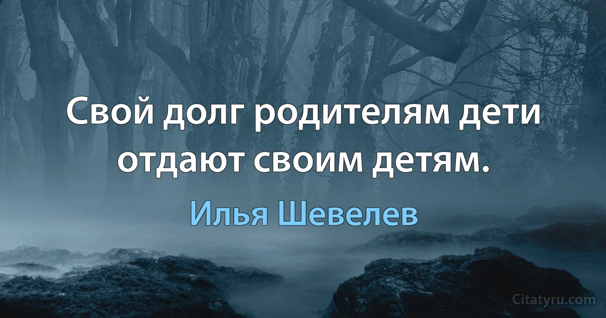 Свой долг родителям дети отдают своим детям. (Илья Шевелев)