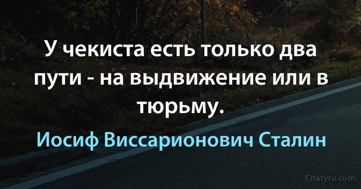 У чекиста есть только два пути - на выдвижение или в тюрьму. (Иосиф Виссарионович Сталин)