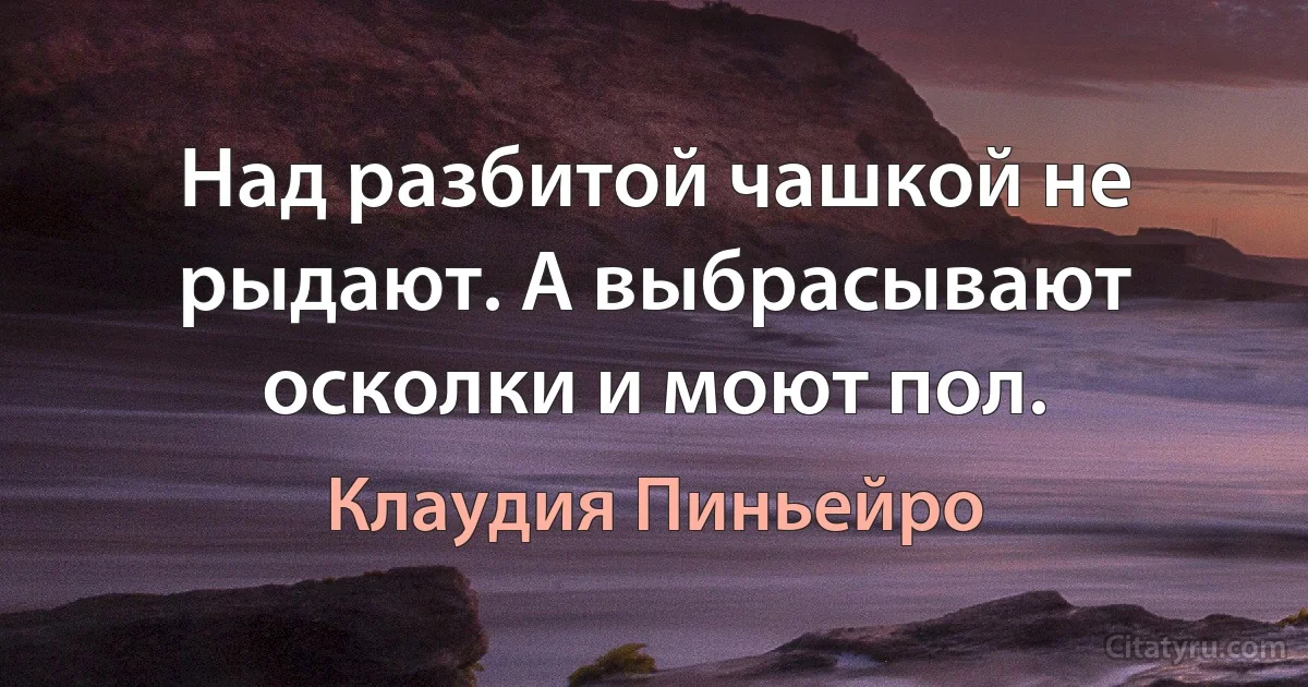 Над разбитой чашкой не рыдают. А выбрасывают осколки и моют пол. (Клаудия Пиньейро)