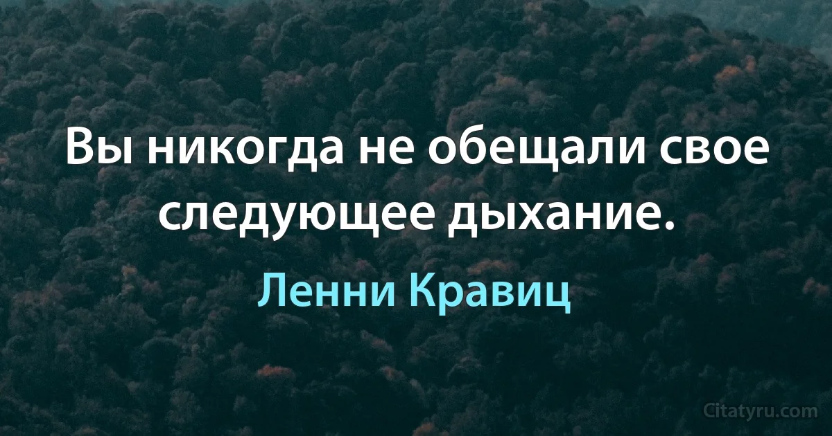 Вы никогда не обещали свое следующее дыхание. (Ленни Кравиц)