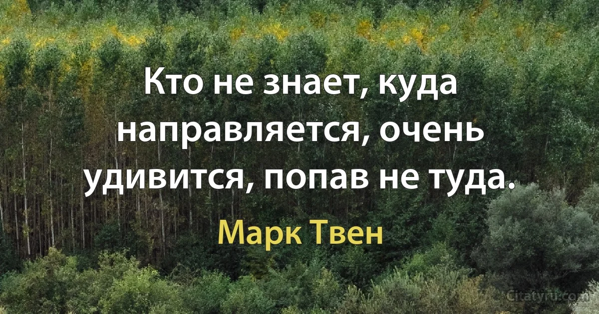 Кто не знает, куда направляется, очень удивится, попав не туда. (Марк Твен)