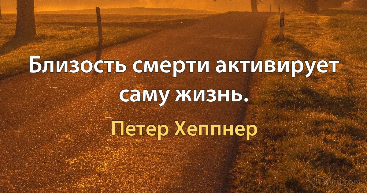 Близость смерти активирует саму жизнь. (Петер Хеппнер)