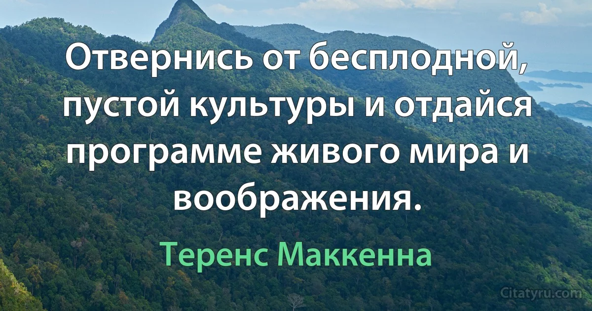 Отвернись от бесплодной, пустой культуры и отдайся программе живого мира и воображения. (Теренс Маккенна)